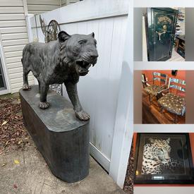 MaxSold Auction: This online auction features bronze statues, garden art, BBQ grill, water features, metal wall art, art glass, big cat collectibles, small kitchen appliances, bar stools, coins, banknotes, TVs, Longaberger baskets, watches, video game console & games, stained glass panels, room divider, pet products, garden tools, jewelry armoire, men’s & women’s clothing, platform bed, costume jewelry, Guy Coheleach prints, safe, home electronics, office supplies, sports trading cards, CDs, carved masks, vinyl records, DVDs, fitness gear, exercise equipment, storage bins, toys, games, puzzles, refrigerator, power & hand tools, painting supplies, and much, much, more!!!n