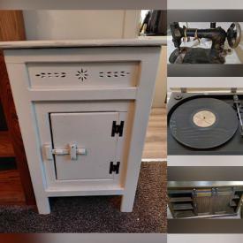 MaxSold Auction: This online auction features gaming chair, antique hay wagon, etched mirrors, area rugs, antique cooler box, NIB ceiling fan, small kitchen appliances, antique kitchen tools, hurricane lanterns, conductors, antique sewing machine, portable AC unit, pet products, and more!