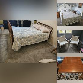 MaxSold Auction: This online auction features teak furniture, modern console table, desk, garden art, patio furniture, BBQ grill, TVs, planters, sewing machine, antique spindle spool bed, small kitchen appliances, hand tools, hardware, garden tools, storage bins, printer, and more!