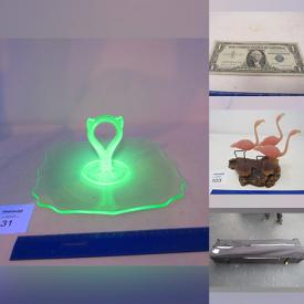 MaxSold Auction: This online auction features sports equipment, yard tools, antique tools, hand tools, art pottery, window AC units, pet products, uranium glass, metal wall art, golf clubs & accessories, antique crocks, fitness gear, sports trading cards, comics, horse brass, sports collectibles, watches, small kitchen appliances, vintage banks, John Perry sculptures, antique mantel clock, antique buttons, coins, banknotes, jewelry making supplies, metal signs, pop-up canopies, humidifier, and more!