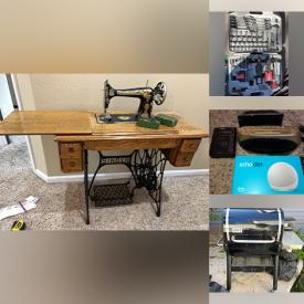 MaxSold Auction: This online auction features antique treadle sewing machine, cameras, home health aids wooden train, pet products, oil lamp, Depression glass, Domra instrument, wicker furniture, cast iron bank, perfume bottles, art supplies, stained glass shade, roll top desk, exercise equipment, printer, office supplies, desk & chair, decorative plates, games, bikes, refrigerator, power & hand tools, small kitchen appliances, vinyl records, DVDs, cookie jar, costume jewelry, BBQ grill, Christmas village, stoneware, chainsaw, baby & toddle clothing, vintage Hoosier cabinet, fishing gear, garden tools, Pellet grill, bunk bed, patio furniture, area rug, and much, much, more!!!