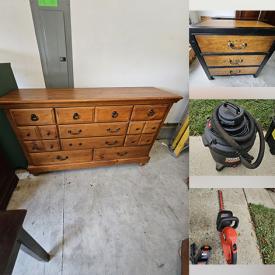 MaxSold Auction: This online auction features ladder, desk, dry sink, exercise equipment, sewing machine, garden tools, small kitchen appliances, air compressor, floor jack, pet products, power & hand tools, fishing gear, chainsaw, painting supplies, lawn chairs, and more!