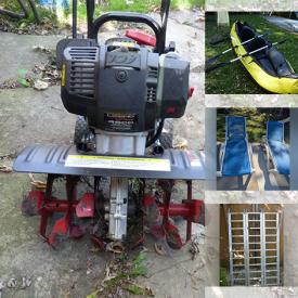 MaxSold Auction: This online auction features cultivator, patio furniture, sofa bed, sports equipment, inflatable kayak, TV, pet products, garden tools, humidifier, BBQ grill, lawn mower, small kitchen appliances, power & hand tools, hardware, office supplies, and more!