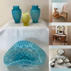 MaxSold Auction: This online auction features pine/cedar chest, vintage spinning wheel, antique Limoges, Fenton glass, Laura Birch ceramics, art pottery, birding & hikinggear, art books, quilts, vintage vanity, women’s clothing, craft supplies, yarn, bookcases, ethnic textiles & clothing, art glass, small kitchen appliances, crockery, baskets, office supplies, camping gear, B&G Christmas plates, teacup/saucer sets, vintage books, desk & chair, rug runner, chest freezer, rain barrels, costume jewelry, and more!