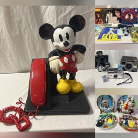 MaxSold Auction: This online auction features Elvis collectibles, metal sculptures, Disney collectibles, vintage cameras, vinyl records, Santa collection, pet products, wood sculpture, art glass, brass collectibles, decorative plate, cuckoo clock, steins, vintage bottles, Lenox, teacup/saucer sets, garden art, milk glass, cookie jar, and more!