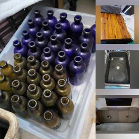 MaxSold Auction: This online auction features desk & chair, floor lamp, art glass, farmhouse stone sink, butcher block table, vintage bottles, granite bar top, adjustable bed, and more!n