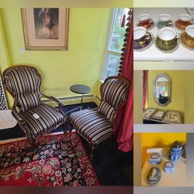 MaxSold Auction: This online auction features Jasperware, Adams pottery, silver jewelry, exercise equipment, daybed, outerwear, planters, women’s footwear, porcelain figurines, violin, decanters, children’s books, garden art, Moorcroft, teacup/saucer sets, small kitchen appliances, stained glass panels, toys, and more!