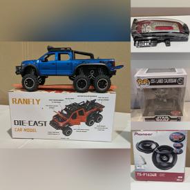 MaxSold Auction: This online auction features new products, including beauty appliances, pet products, patio furniture, small kitchen appliances, curtains, baby clothes, holiday train, fitness gear, action figures, Funko Pop!, solar lanterns, Sentry safe, starry night projectors, toys, and more!