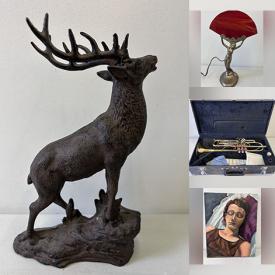 MaxSold Auction: This online auction features original artwork, sculptures, art glass, furniture, lamps, uranium glass, instruments, vases, small appliances, and much, much, more!!!!!