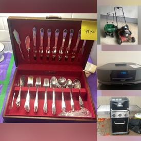 MaxSold Auction: This online auction features sideboard, art glass, mirrors, dining table & chairs, dressers, floor & table lamps, decorative pillows, accent chairs, printer, area rug, desk & chair, patio furniture, BBQ grill, beauty appliances, garden tools, chest freezer, lawnmower, power & hand tools, and more!