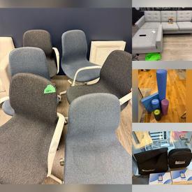 MaxSold Auction: This online auction features utility carts, whiteboards, sectional couch, fitness gear, PPE, bar stools, dining chairs, pendant lights, toys, floor lamp, office desks & chairs, TV, sterilized instruments, compression hosiery, and more!