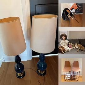 MaxSold Auction: This online auction features golf clubs, MCM table lamps, area rug, glass/chrome table, bar stools, antique dolls, stereo system, women’s clothing, stone charcuterie board, and more!\n