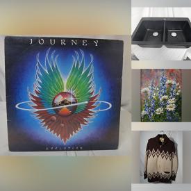 MaxSold Auction: This online auction features vintage standing ashtray, cookie jar, art pottery, canning jars, perfume bottles, wood carving, Depression glass, vintage Pyrex, marbles, vintage tin, crocks, stamps, small kitchen appliances, Mersman table, table lamps, golf clubs, outerwear, stereo components, vinyl records, fabric, archery gear, vintage tack, humidifier, vintage tools, printer, vintage tins, board games, skis, pet products, interior paint, dishwasher, and more!