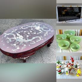 MaxSold Auction: This online auction features TV, Christmas inflatables, Christmas ornaments & animatronics, Adirondack chair kits, Dept 56 building, crocks, small kitchen appliances, metal wall art, power & hand tools, decorative plates, vintage jadeite, vintage Bauer pottery, vintage bottles, new baby clothing, slalom board, toys, pet products, bike, and more!