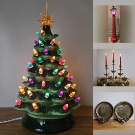 MaxSold Auction: This online auction features puzzle, vintage brass collectibles, vintage copper molds, vintage Art Deco lamp, art pottery, vintage straw angels, S&P shakers, mercury glass lanterns, vintage wicker pieces, and more!