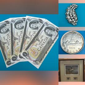 MaxSold Auction: This online auction features PenDelfin figurines, silver & costume jewelry, coins, banknotes, stamps, pocket & wrist watches, sports trading cards, new beauty products, Bunnykins, vintage bottles, Robert Bateman print, cranberry glass, antique postcard, brass collectibles, comics, die-cast vehicles, and more!