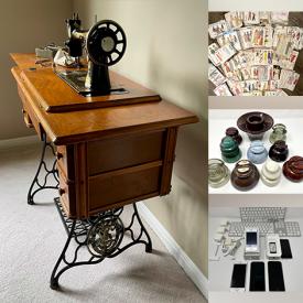 MaxSold Auction: This online auction features vintage tins, small kitchen appliances, wooden crates, antique kitchen tools, antique tools, oil lamps, die-cast vehicles, vintage toys, insulators, teacup/saucer sets, camping gear, antique sewing machine, area rug, solar lights, uranium glass, camera & accessories, CDs, Royal Family memorabilia, drone, and more!