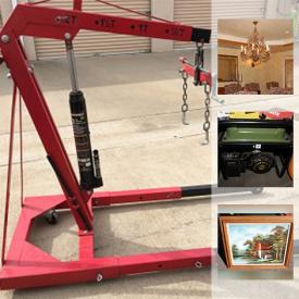 MaxSold Auction: This online auction features tools, battery chargers, speakers, CDs, bike rack, plastic containers, security systems, plumbing supplies, luggage, hoses, cables, computer towers, ladders, satellite dishes, air compressors, generators, yard tools, camping gear, wall art, and much more!