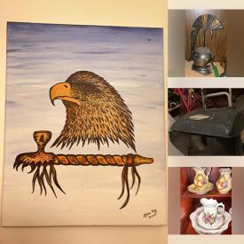 MaxSold Auction: This online auction features Folk art collectibles, live plants, oil lamps, treadle sewing machine, area rugs, collector plates, Royal Doulton figurines, Indigenous artwork, Hindu Deity figurines, soapstone carvings, DVDS, framed & unframed wall art, power & hand tools, hardware, garden tools, snow thrower, printer, office supplies, nutcrackers, art pottery, garden art, vinyl records, patio furniture, planters, lawnmower, and more!