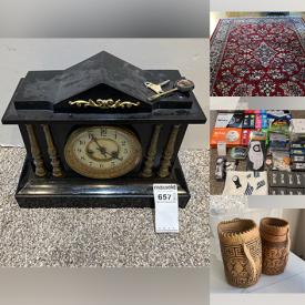 MaxSold Auction: This online auction features art pottery, power & hand tools, vinyl records, model ships, lawnmower, women’s clothing & footwear, stained glass lamps, Indigenous artwork, area rugs, electric fireplace, bar stools, golf accessories, vintage sideboard, antique mantle clock, and more!