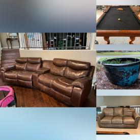 MaxSold Auction: This online auction features pool table, leather furniture, movie/celebrity photographic prints, sports collectibles, metal signs, Willow Tree figurines, refrigerator, bike, planters, patio furniture, chimineas, garden art, exercise equipment, golf clubs, pet products, metal wall art, and more!