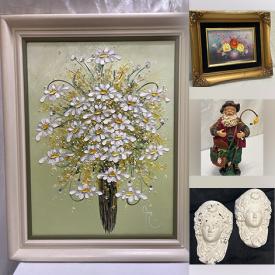 MaxSold Auction: This auction features Signed Art Glass, Santa Figurines,  Nancy Williams Figurines, Paintings, Christmas Decor, Pewter Dishes, Vintage Clock Radio, Nativity, Stoneware Jug, Miniatures, Crocks, Vintage Barware, Pottery, Milk Glass and much much more!