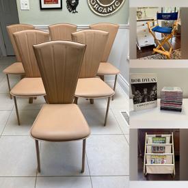 MaxSold Auction: This online auction features small kitchen appliances, leather dining chairs, Legos, Indigenous artwork, decanter set, CDs, vintage figural lamp, vintage wooden crates, brass rubbings, cranberry lustre vases, curio cabinet, and more!