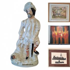 MaxSold Auction: This online auction features Moorcroft, soapstone sculpture, AJ Casson prints, metal artwork, Tom Thompson print, Benjamin Chee Chee print, vintage German figurines, tribal masks, art glass, Raku pottery, Chinese silk panels, Indigenous artwork, decorative plates, antique Blue Willow, art pottery, Royal Doulton figurine, copper tea pot, African mask, Lladro figurines, miniature tea set, and more!\n