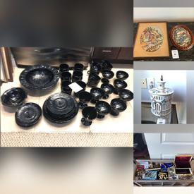 MaxSold Auction: This online auction features women’s designer clothing & footwear, designer bags, women’s scarves & hats, Folk Art dolls, art pottery, art glass, mini shoe & purse collection, cookie jar, stone sculptures, Raku pottery, Toby jugs, antique biscuit barrels, trinket boxes, souvenir spoons, metal art, head vases, decorative plates, Royal doulton figurines, Kiddush cup collection, antique smoker's cabinet, costume jewelry, area rugs, Fiona Collins ceramic, Janet Herbert ceramics, Depression glass, and more!