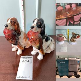 MaxSold Auction: This online auction features Fenton glass, cranberry glass, antique snuff boxes, art glass, Limoges, Royal Doulton figurines, Depression glass, duck decoys, upright piano, cookie jar, dehumidifier, Staffordshire figurines, perfume bottles, soapstone sculpture, Swarovski figurines, desk, office supplies, Crown Derby paperweights, china floral bouquets, trinket boxes, TV, teacup/saucer sets, Jasperware, Beswick figurines, Evesham, Carlton ware, S&P shakers, Tetly tea figurines, games, hand tools, hardware, garden tools, jam pot collection, vintage doll house, bird flower vase collection, area rug, and more!