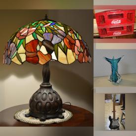 MaxSold Auction: This online auction features small kitchen appliances, stained glass lamps, canning jars, power & hand tools, vintage Pyrex, area rug, NIB pendant light, art glass, oil lamp, guitars, decorative plates, vintage books, marbles, vintage bottles, live plant, fitness gear, craft supplies, and more!