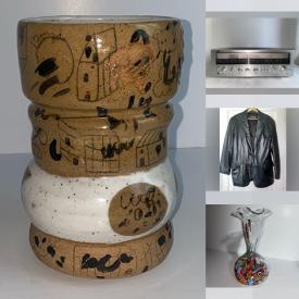 MaxSold Auction: This online auction features art pottery, art glass, planters, women’s designer clothing & footwear, stereo amp, and more!