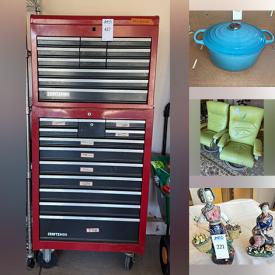 MaxSold Auction: This online auction features TVs, home electronics, vinyl records, fitness gear, leather chair, glass top table, area rug, home health aids, Foo Dog statues, Roseville pottery, sewing machine, Asian cabinet, men’s & women’s clothing & footwear, costume jewelry, stereo components, CDs, DVDs, outerwear, monitor, printers, desks & chairs, stamps, coins, kimonos, pet products, wood tribal masks, video game console, cameras, Sentry safe, small kitchen appliances, All Glad cookware, Le Creuset, crocks, rolling tool box, power & hand tools, garden tools, lawnmower, golf clubs, planters, smoker, and more!