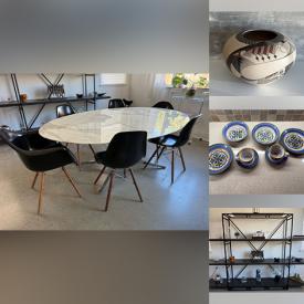MaxSold Auction: This online auction features Eames-style dining table & chairs, Indigenous art, wrought iron wall unit, telescope, vintage Chatty dolls, art glass, vintage buttons, gaming gear, serger, antique wood carving, vintage Pyrex, brass collectibles, vintage tins, gold, silver & costume jewelry, Mexican Talavera, small kitchen appliances, vintage Spode, Carnival glass, Fenton glass, perfume bottle, and more!