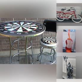 MaxSold Auction: This online auction features Disney collectibles, vintage mantle clocks, video game consoles & games, collectible cards, Karaoke machine, bikes, air compressor, lawnmower, chainsaw, pub table & stool, vintage beer taps, guitar, fire pit, camping gear, inflatable boat, toys, sports trading cards, snowboards, golf clubs, nutcrackers, garden art, cedar chest, snowshoes, electric keyboard, and more! n