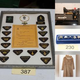 MaxSold Auction: This online auction features ginger jars, flute, ukulele, trumpet, wool winder,  cookie jar, vintage TV lamp, Carnival glass, West African drum, oil lamp, Beauceware, collector plates, Jasperware, stein, McCoy pottery, crockery, steins, insulators, wood carving, costume jewelry, brass collectibles, cuckoo clocks, toys, Goebel figurines, toys, power & hand tools, comics, vintage mustache cups, collector spoons, porcelain doll, Legos, vintage postcards, sewing machine, and more!