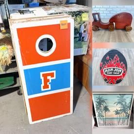 MaxSold Auction: This online auction features antique toy, porcelain doll, antique steamer trunk, ceiling fan, coins, printer, clothing, sports collectibles, Asian brass dragon gong, NIB deck boxes, crafting supplies, garden tools, cornhole boards, lawn mowers, skim board, small kitchen appliances, leather furniture, cuckoo clock, hand tools, virtual reality googles, and more!