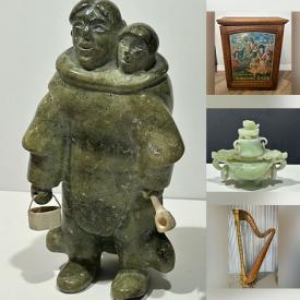 MaxSold Auction: This online auction features comics, Lladro figurines, cranberry glass, vintage books, children’s books, banknotes, oil lamps, antique miniature tintypes, coins, art glass, Pokémon cards, Royal Doulton figurines, area rugs, vintage pinball games, antique coal miner lamps, antique mantle clock, antique cast iron banks, games, antique snowshoes, cloisonne, antique apothecary bottles, vintage postcards, soapstone carvings, Mexican pottery, toys, Hopi pottery, jade carving, wood carving, vintage pedal harp, and more!