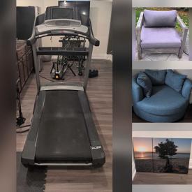 MaxSold Auction: This online auction features planter, TVs, exercise equipment, plant stands, cubby shelving units, floor lamp, fitness gear, hanging egg chair, patio furniture, ladder, and more!n
