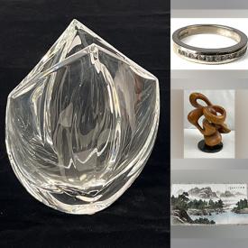 MaxSold Auction: This online auction features gold, silver & costume jewelry, stamps, wood sculpture, model ship, art glass, tribal art, art pottery, chrome & stone sculpture, cameras, Chinese Medallions, William Anderson photos, Christmas village buildings & accessories, wooden toys, milk glass, stained glass lamp, steins, video game console, and more!