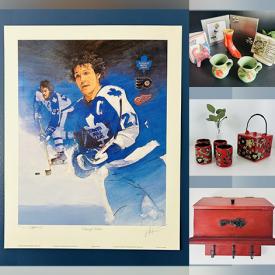 MaxSold Auction: This online auction features teacup/saucer sets, miniature teacups, souvenir spoons, art glass, soapstone carving, perfume bottles, Royal Doulton figurine, oil lamps, vintage buttons, Hummels, Momiji dolls, Willow Tree figurines, collector plates, Real Seeley doll,  Wade Whimsies, decorative plates, DVDs, craft supplies, sports collectibles, antique carousel horse, pet products, TV, silver & costume jewelry, and much, much, more!!!\n