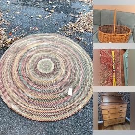 MaxSold Auction: This online auction features milk glass, novelty tea set, stained glass light fixture, Willow Tree figurines, pet products, skis, golf clubs, floor lamp, area rugs, metal sculpture, antique dresser, framed art prints, and more!\n