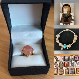 MaxSold Auction: This online auction features gold, silver & costume jewelry, Legos, trinket boxes, wrist & pocket watches, women’s footwear, Disney collectibles, wall sconces, fabric, toys, stained glass lamp shade, vintage magazines, teacup/saucer sets, art glass, art pottery, games, and more!