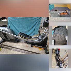 MaxSold Auction: This online auction features sports equipment, desk, garden tools, exercise equipment, antique hope chest, NIB vanity light, lawnmower, curtain rods, and more!