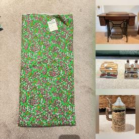 MaxSold Auction: This online auction features sewing machines, small kitchen appliances, printer, Christmas village buildings & figurines, games, vintage tins, Golden Romance figurines, transferware, stained glass light, steins, Royal Doulton figurine, souvenir spoons, decorative plates, collector plates, new Tupperware, fabric, Elvis collectibles, hope chest, children’s books, pig collection, and more!\n