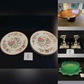 MaxSold Auction: This online auction features sterling silver collectibles, crystal bowls, art glass, Bunnykins, teacup/saucer sets, antique plate, uranium glass, vintage books, art books, decanter, small kitchen appliances, power & hand tools, sports collectibles, toys, fitness gear, new hot/cold bags, exercise equipment, wood toys, gold jewellery, wrist & pocket watches, coins, original paintings, TVs, dining table & chairs, desk & chair, storage totes, antique sideboard, ladders, and more! \n