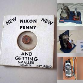 MaxSold Auction: This online auction features ukulele, wall masks, wood figurines, tabletop stationary steam engine models, tain cars, cameras, duck decoys, thimbles, Coca-Cola collectibles, coins, banknotes, commemorative coins, movie posters, pet products, and more!