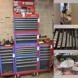 MaxSold Auction: This online auction features motorized scooter, camping gear, electric home organ, patio furniture, garden art, planters, power & hand tools, hardware, stacked tool chests, ladders, bikes, electric motors, roller tables, woodworking tools, winch, paint supplies, home health aids, garden tools, plastic shelving, new kitchen sink, power washer, tires, electrical supplies, air compressor, and more!\n