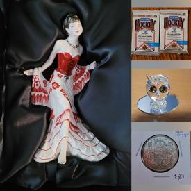 MaxSold Auction: This online auction features coins, sports trading cards, belt buckles, Swarovski figurines, Pokémon cards, NIB action figures, NIP Hot Wheels, sports collectibles, Royal Doulton figurines, model kits, military miniatures, NIB Funko Pop!, comics, Disney collectibles, Avon Mrs. Albee figurines, Jim Shore figures, and more!!!n