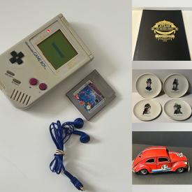 MaxSold Auction: This online auction features antique historical atlases, decanter set, collectible die-cast vehicles, wood carvings, stone figurine, Matryoshka dolls, Blue Mountain pottery, souvenir plates, games, wall mask, vintage brass sculpture, watches, art pottery, musical instruments, vinyl records, and more!